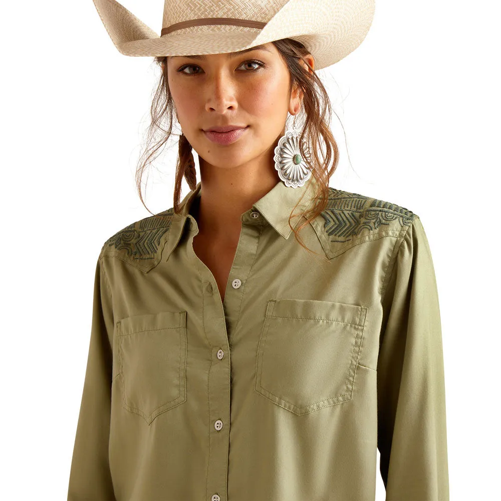 10048990 Ariat Women's Erika Long Sleeve Western Shirt - Sage Green