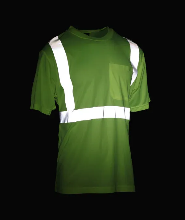 102STLM Lightweight Lime Birdseye Pocket Safety High Visibility Work Shirt