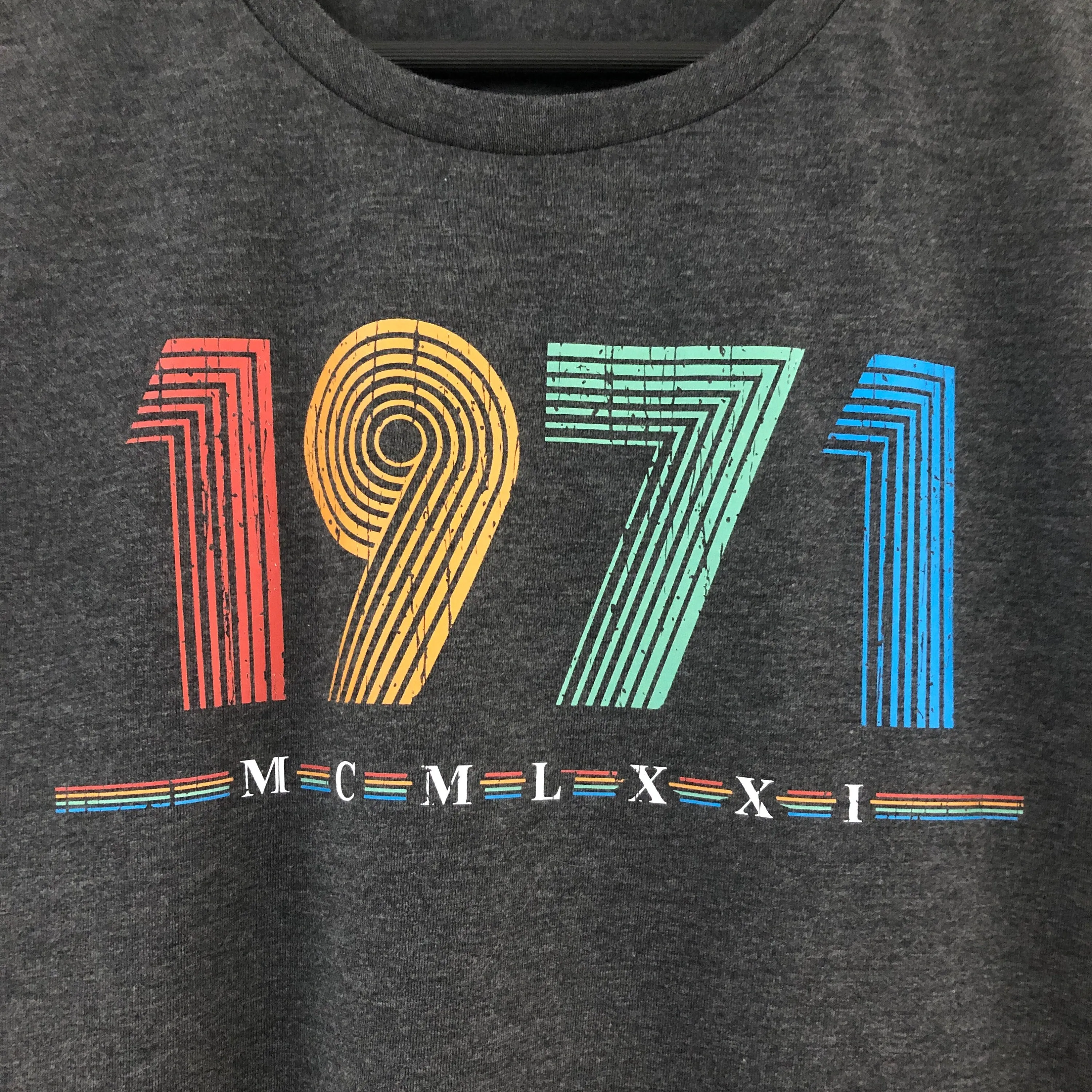 1971 Longsleeve T Shirt, 51st Birthday Gift T-Shirt in Retro & Vintage 70s style, MCMLXXI Fiftieth Bday Tee Shirt Top For Men or Women