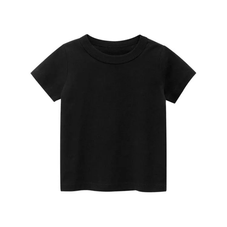 2021 Summer Cotton Children's Solid T-shirt Short Sleeve Top