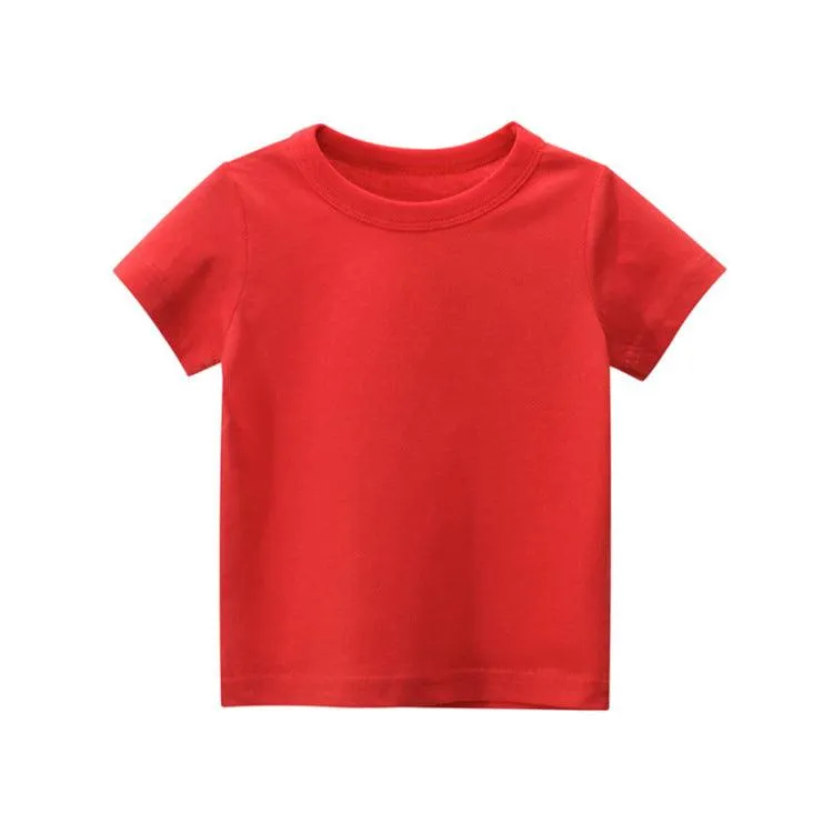 2021 Summer Cotton Children's Solid T-shirt Short Sleeve Top