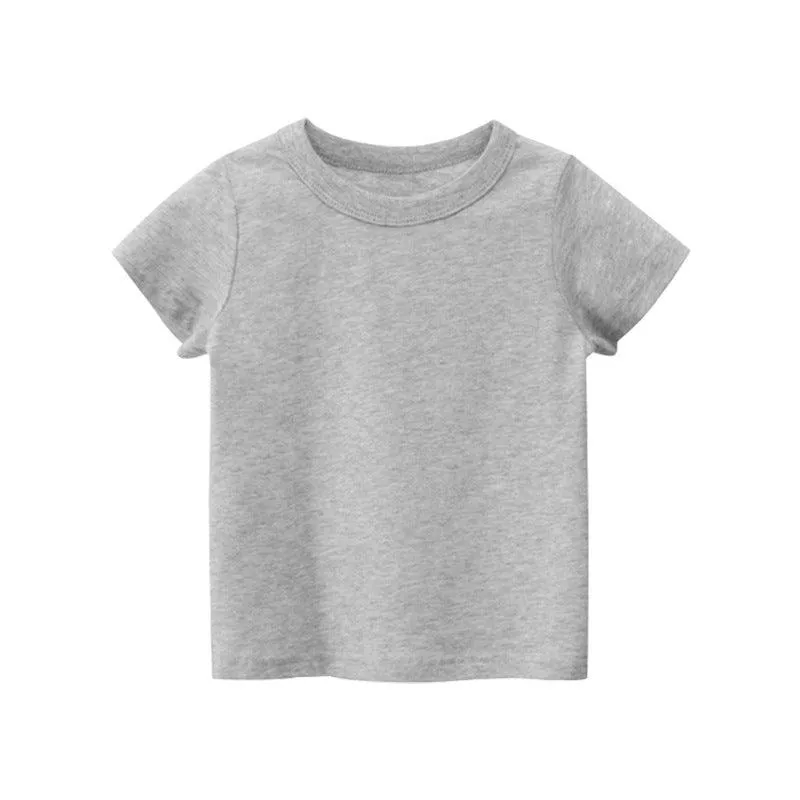 2021 Summer Cotton Children's Solid T-shirt Short Sleeve Top