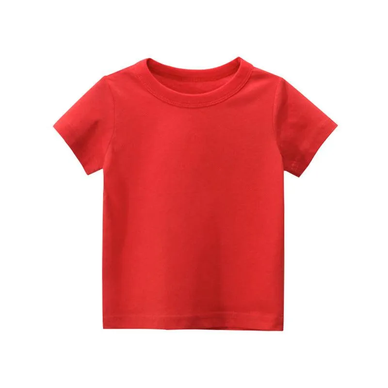 2021 Summer Cotton Children's Solid T-shirt Short Sleeve Top