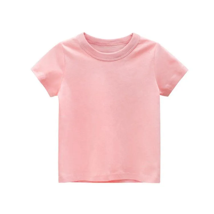 2021 Summer Cotton Children's Solid T-shirt Short Sleeve Top