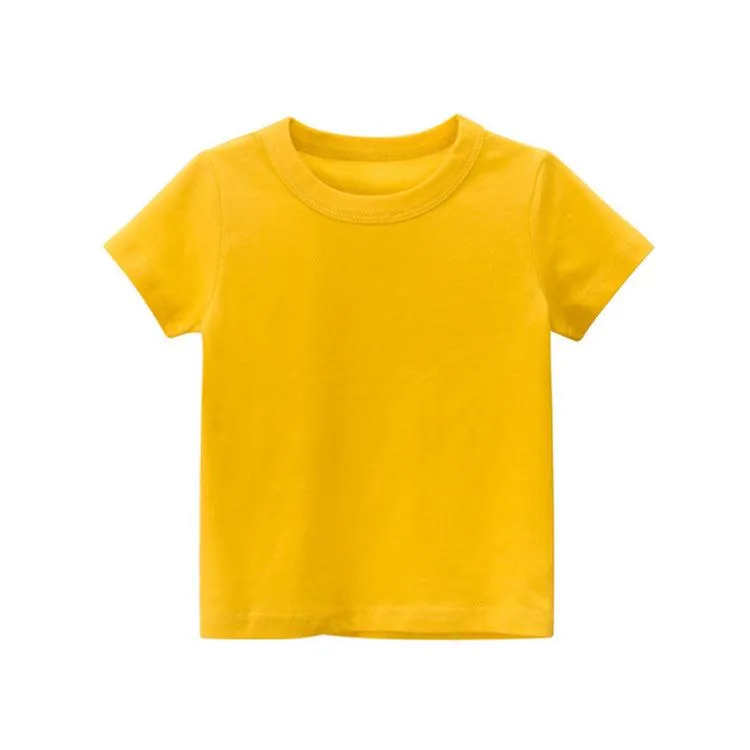 2021 Summer Cotton Children's Solid T-shirt Short Sleeve Top