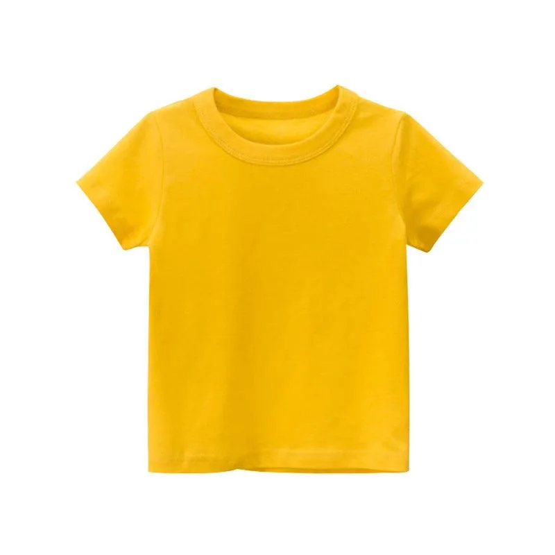 2021 Summer Cotton Children's Solid T-shirt Short Sleeve Top