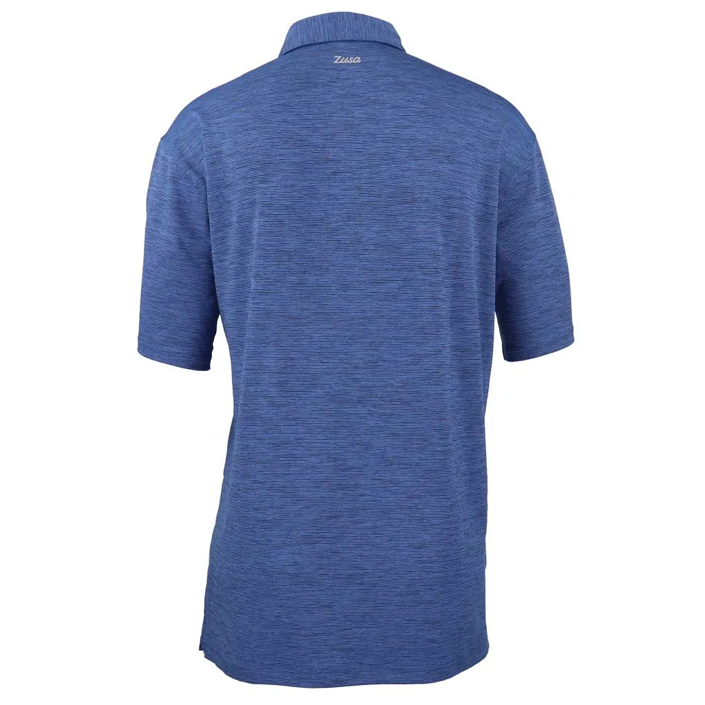 48-Hour Zusa Men's Vivid Blue/Navy Heather Stripe Polo