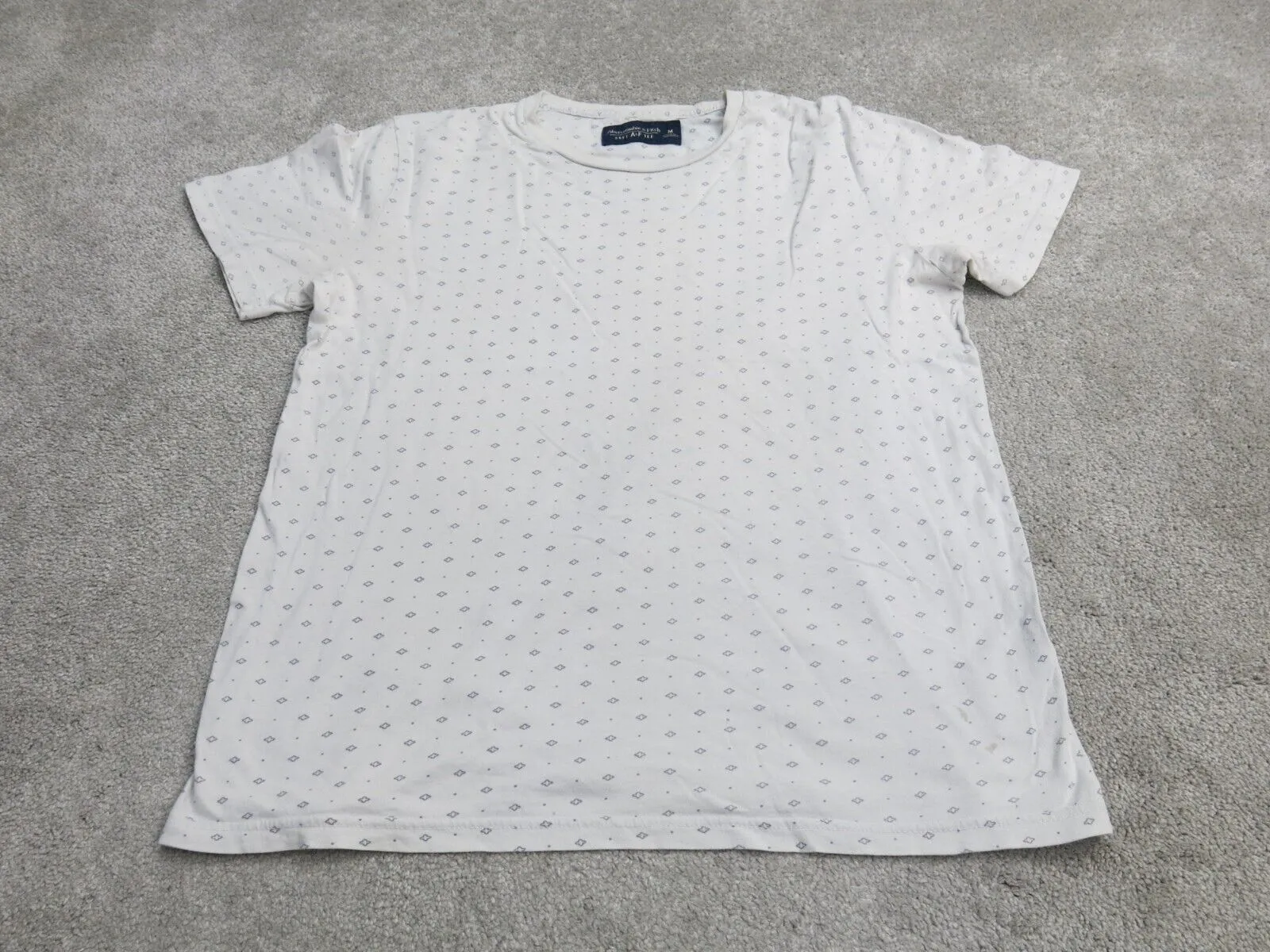 Abercrombie & Fitch Mens Crew Neck T Shirt Short Sleeves Polka Dot White Medium