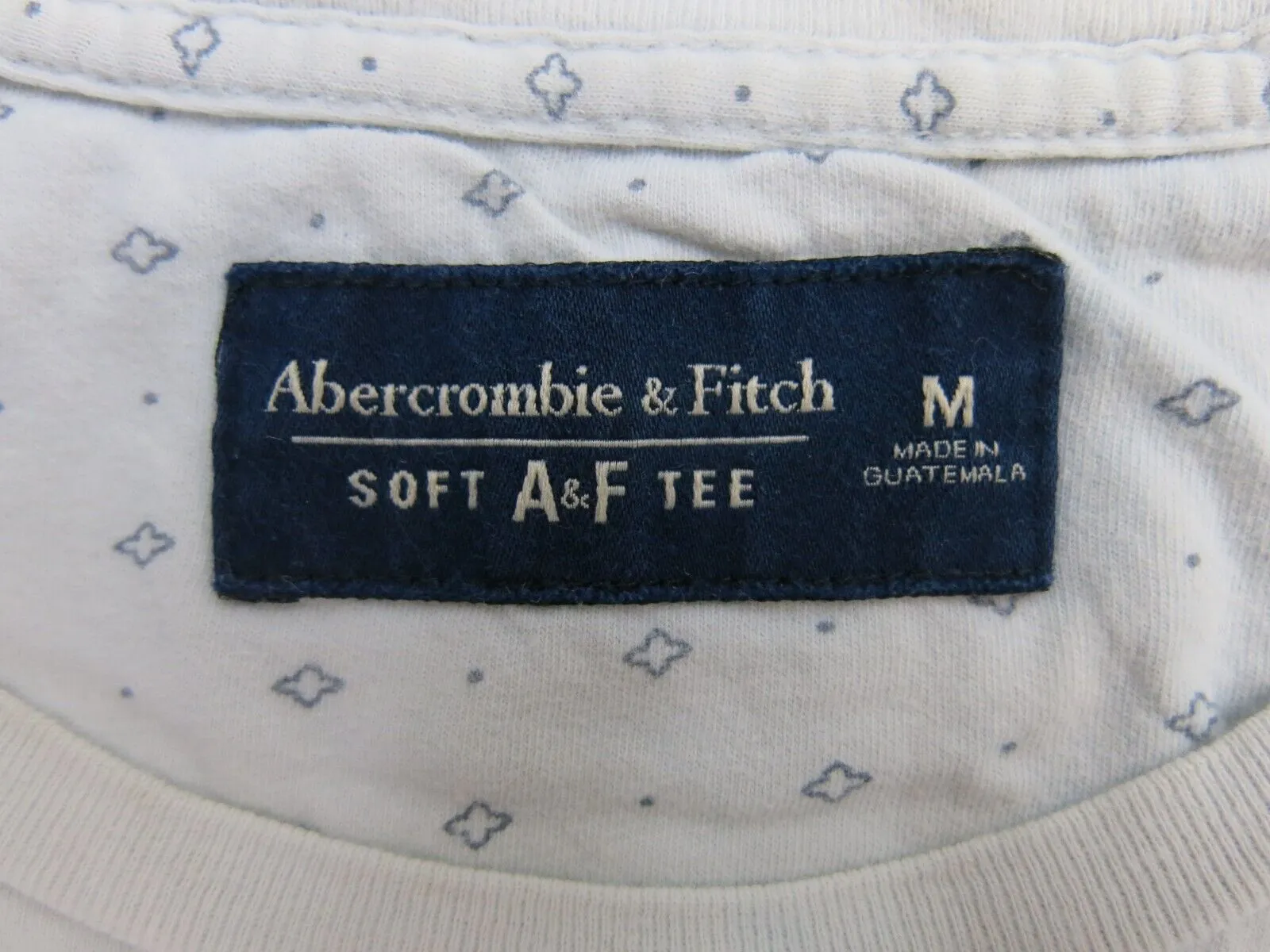 Abercrombie & Fitch Mens Crew Neck T Shirt Short Sleeves Polka Dot White Medium