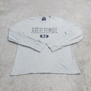 Abercrombie & Fitch Mens Long Sleeve T Shirt Crew Neck 100% Cotton Gray SZ Large