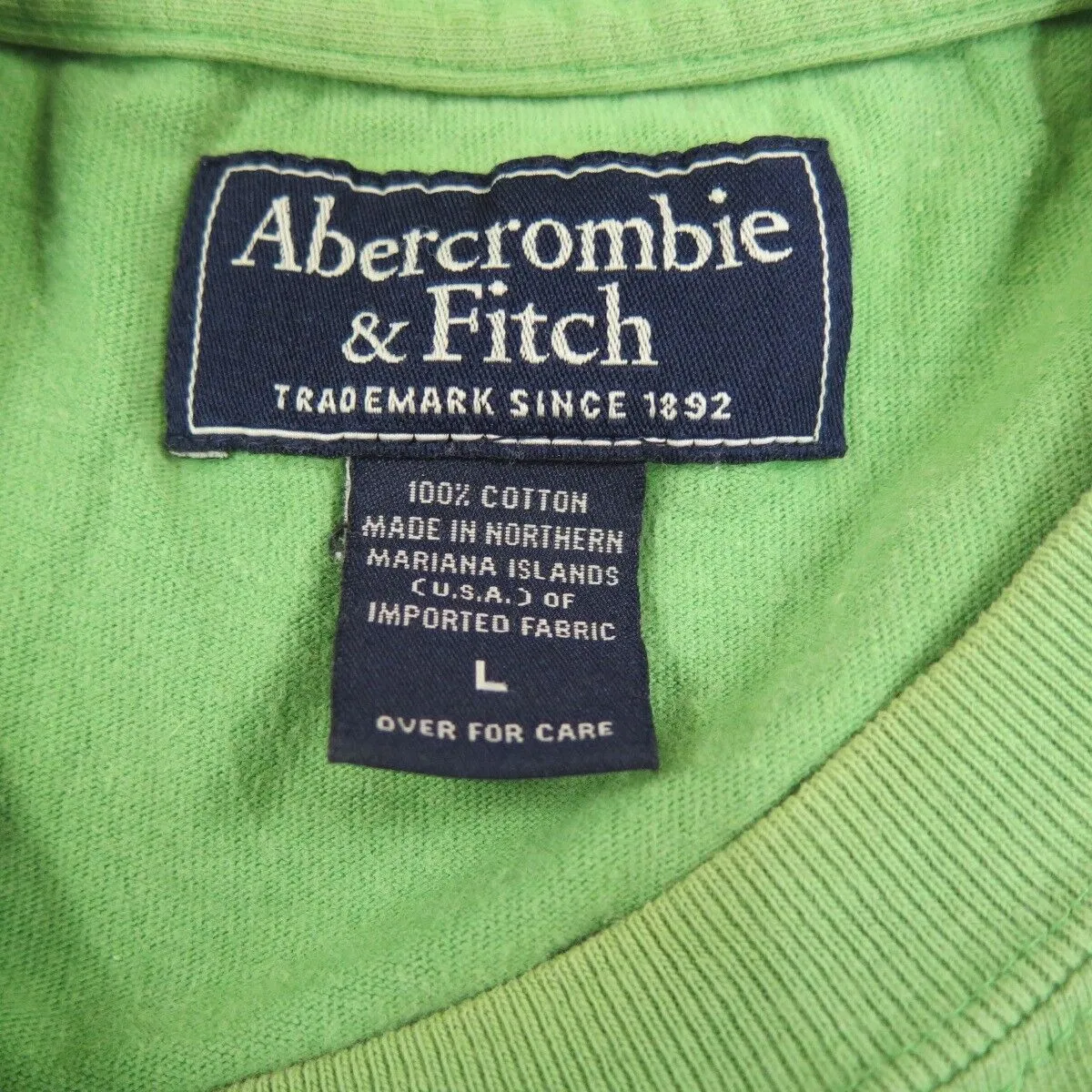 Abercrombie & Fitch Shirt Mens Large Green 100% Cotton Crew Neck Tee Vintage