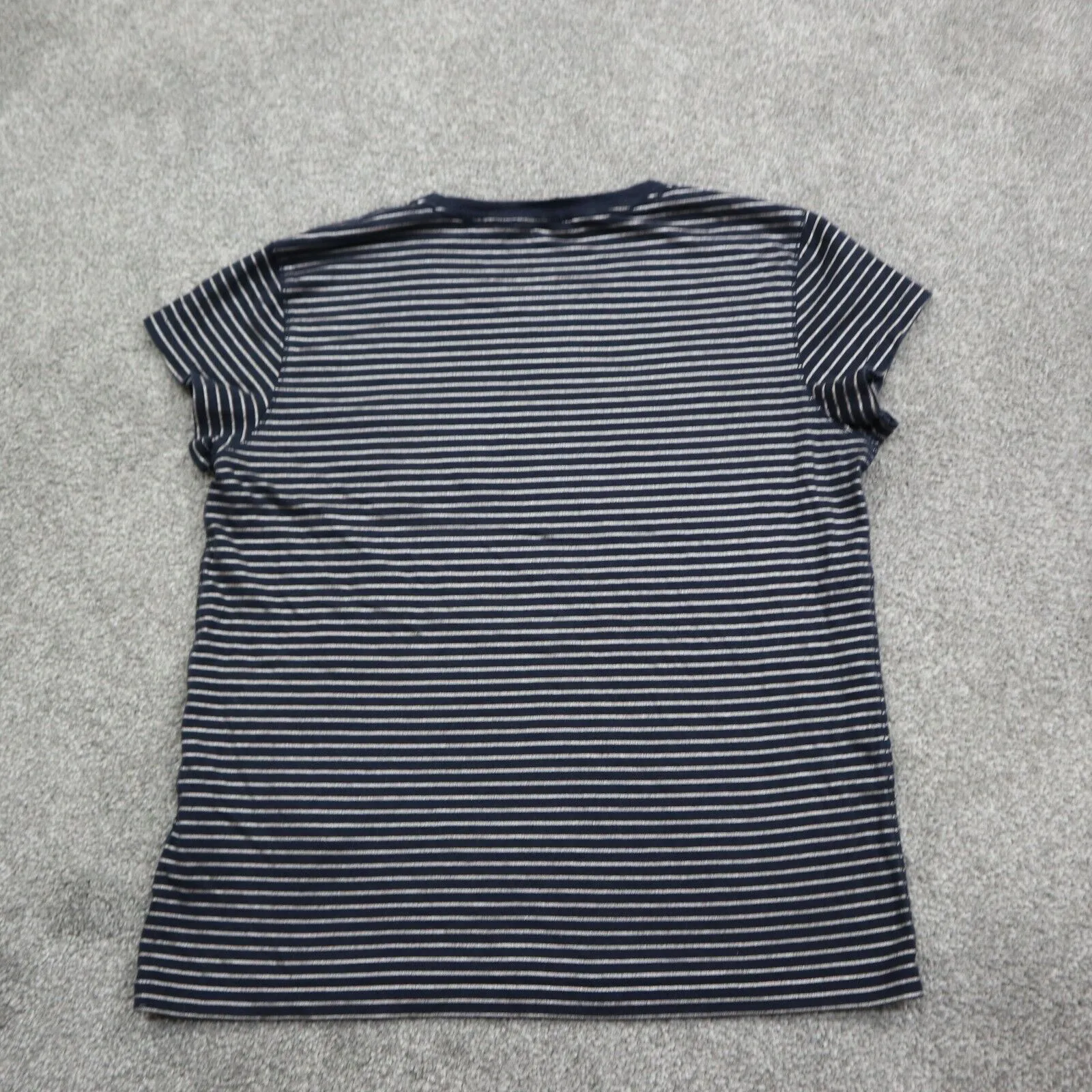 Abercrombie & Fitch Womens Striped T Shirt Top Crew Neck Cap Sleeve Black SZ XS