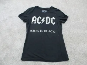 AC DC Back In Black Men T Shirt Short Sleeve Crew Neck Solid Black Size Large