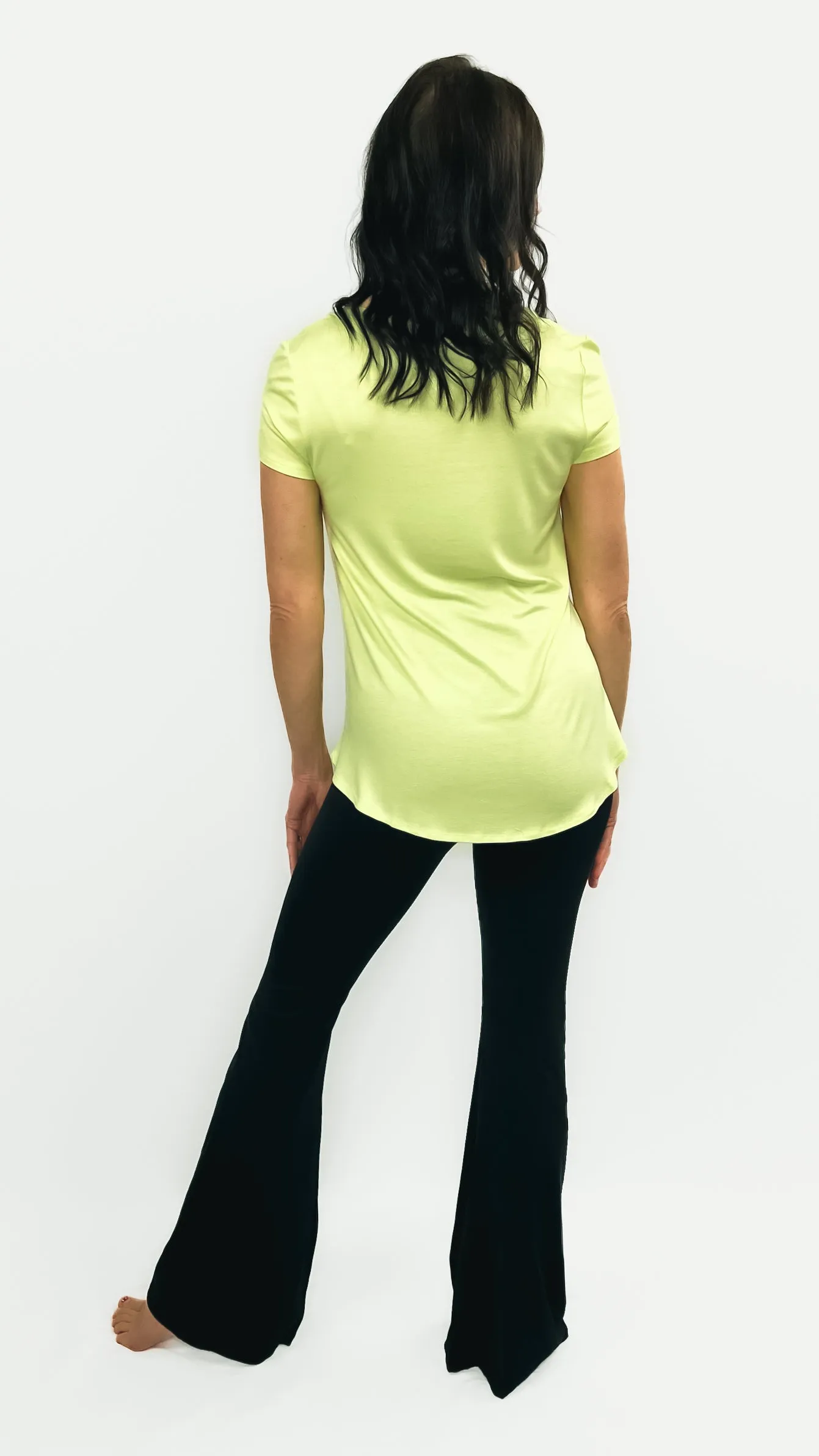 Addy V-Neck Pocket T-Shirt- Light Lime