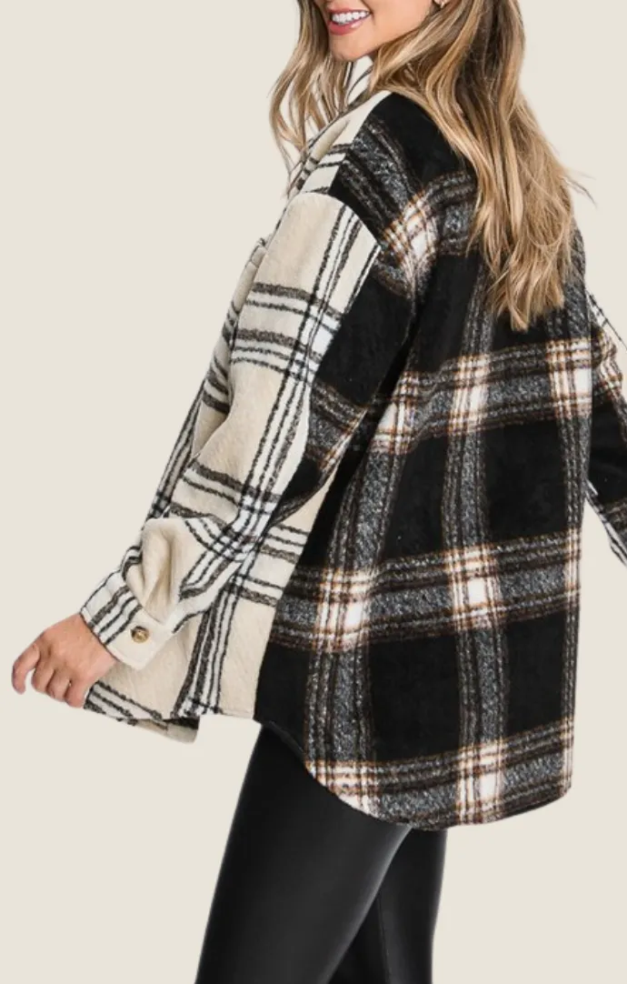 Adi Cream & Black Plaid Shacket