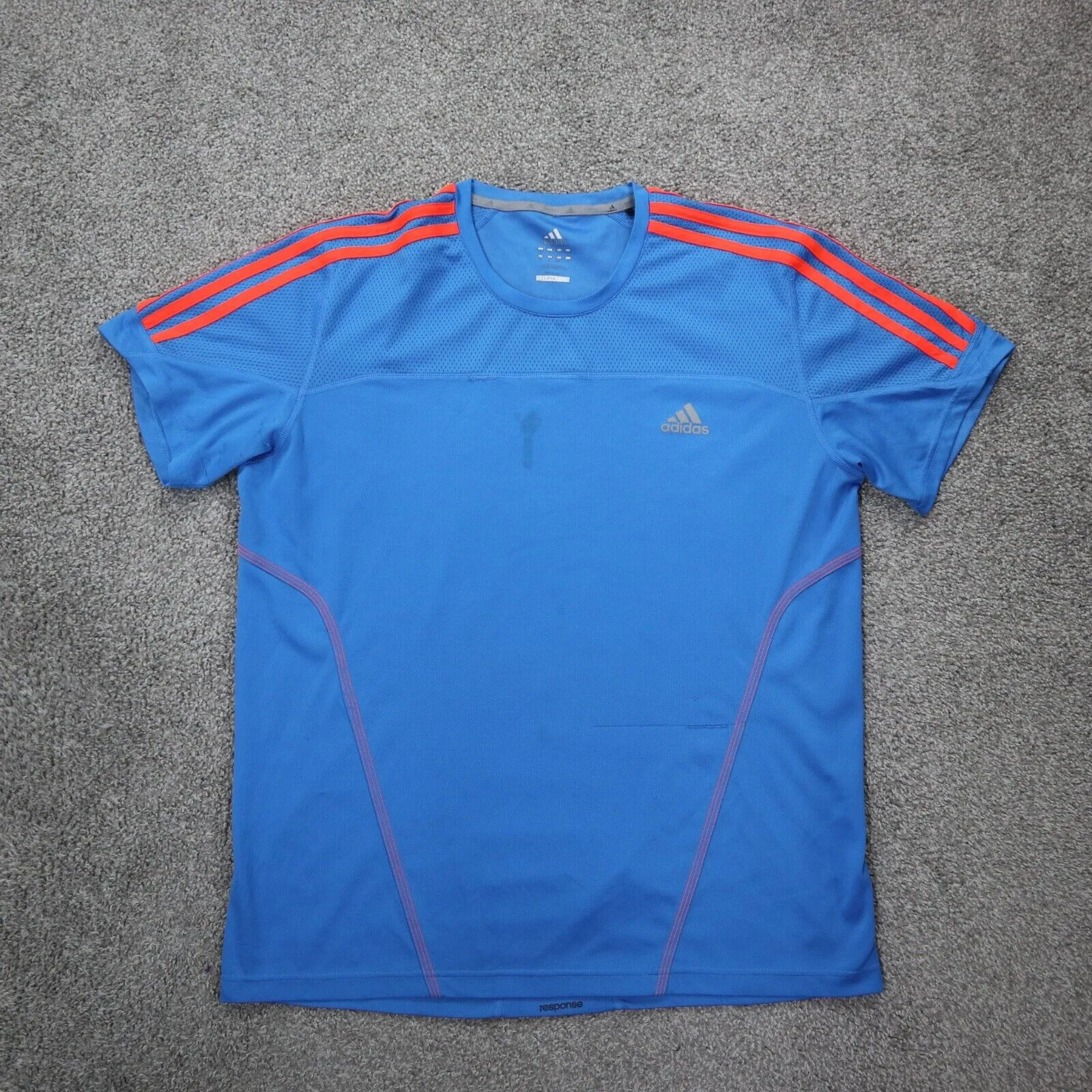 Adidas Climacool Mens Crew Neck T Shirt Short Sleeve Logo Blue Size Large