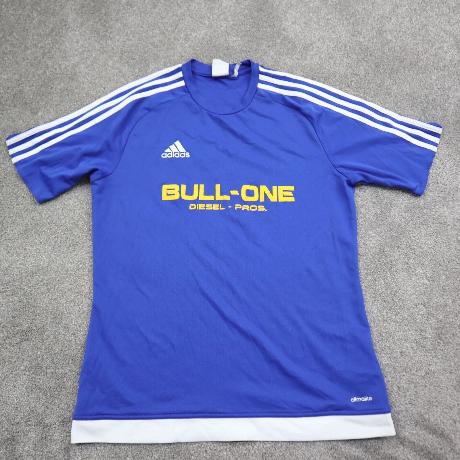 Adidas Climalite Men Pullover T-Shirt Short Sleeve Sports Logo Blue Size Medium