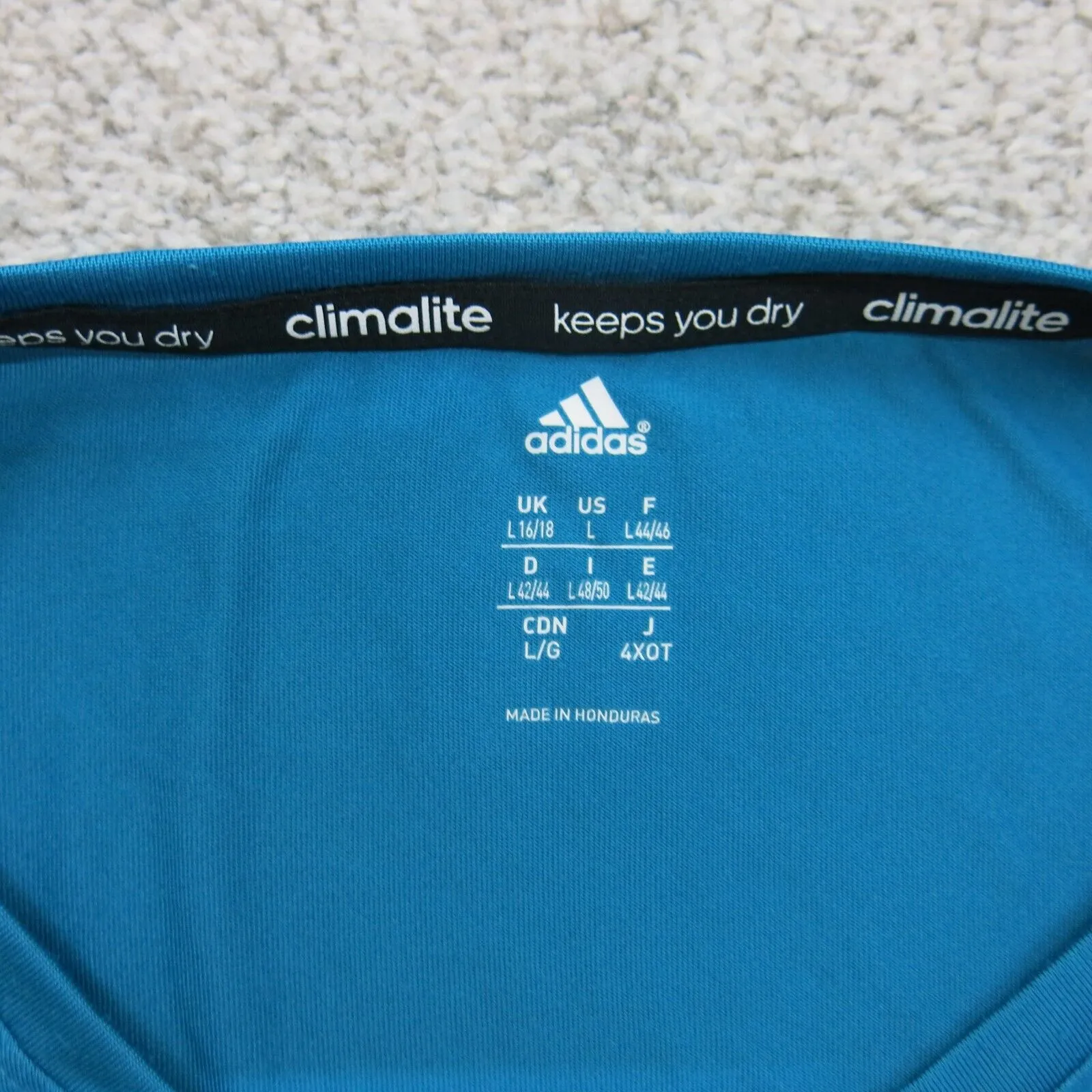 Adidas Climalite Womens Crew Neck T Shirt Top Short Sleeves Logo Blue Size Large