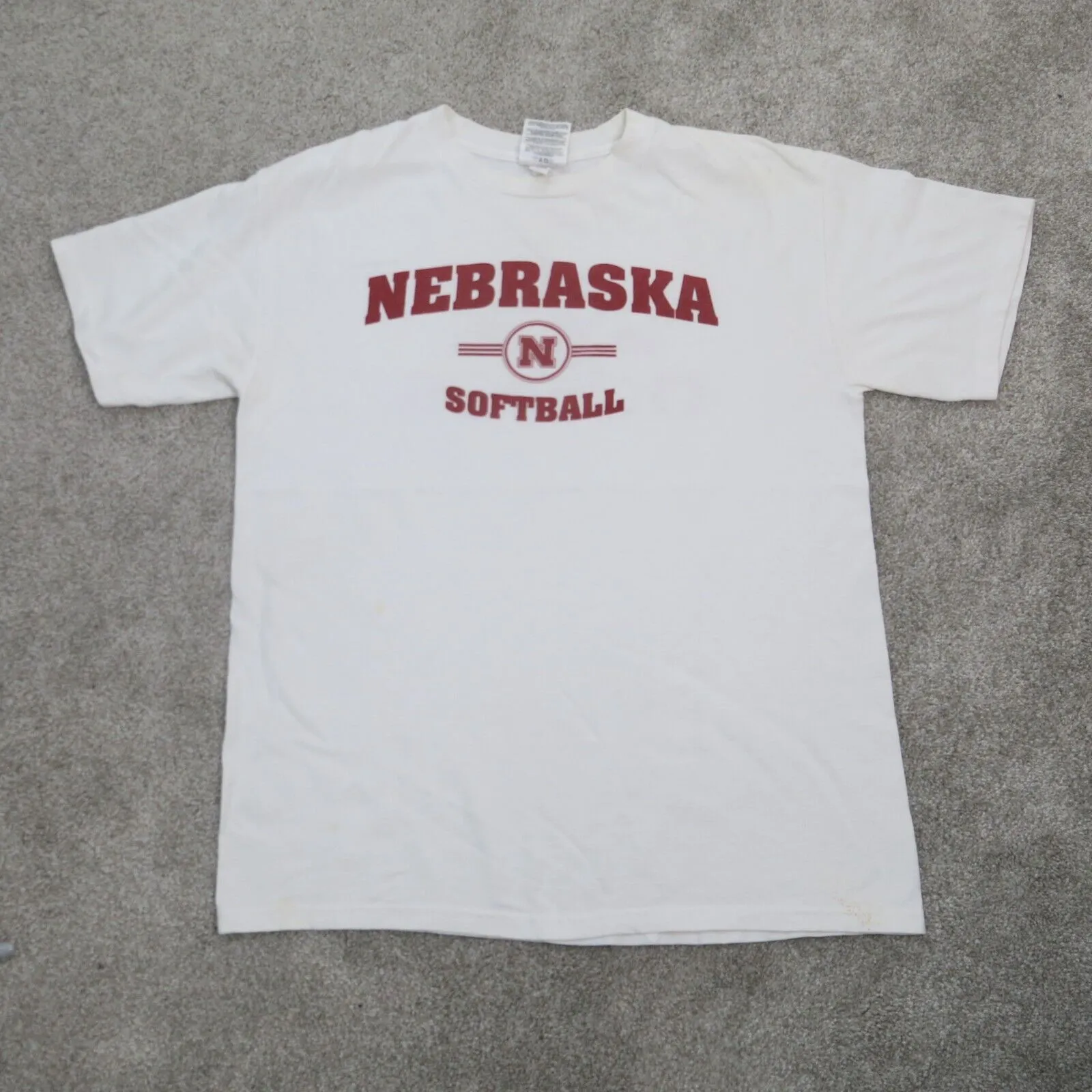 Adidas Men Crew Neck T Shirt Short Sleeve Graphic Tee Nebraska Softball White 40