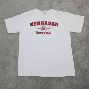 Adidas Men Crew Neck T Shirt Short Sleeve Graphic Tee Nebraska Softball White 40