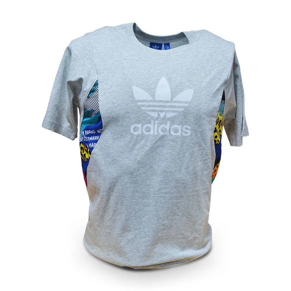 Adidas T shirt M Teo La tee shirt CF3499 Grey Multi Summer Shirts 100% Cotton