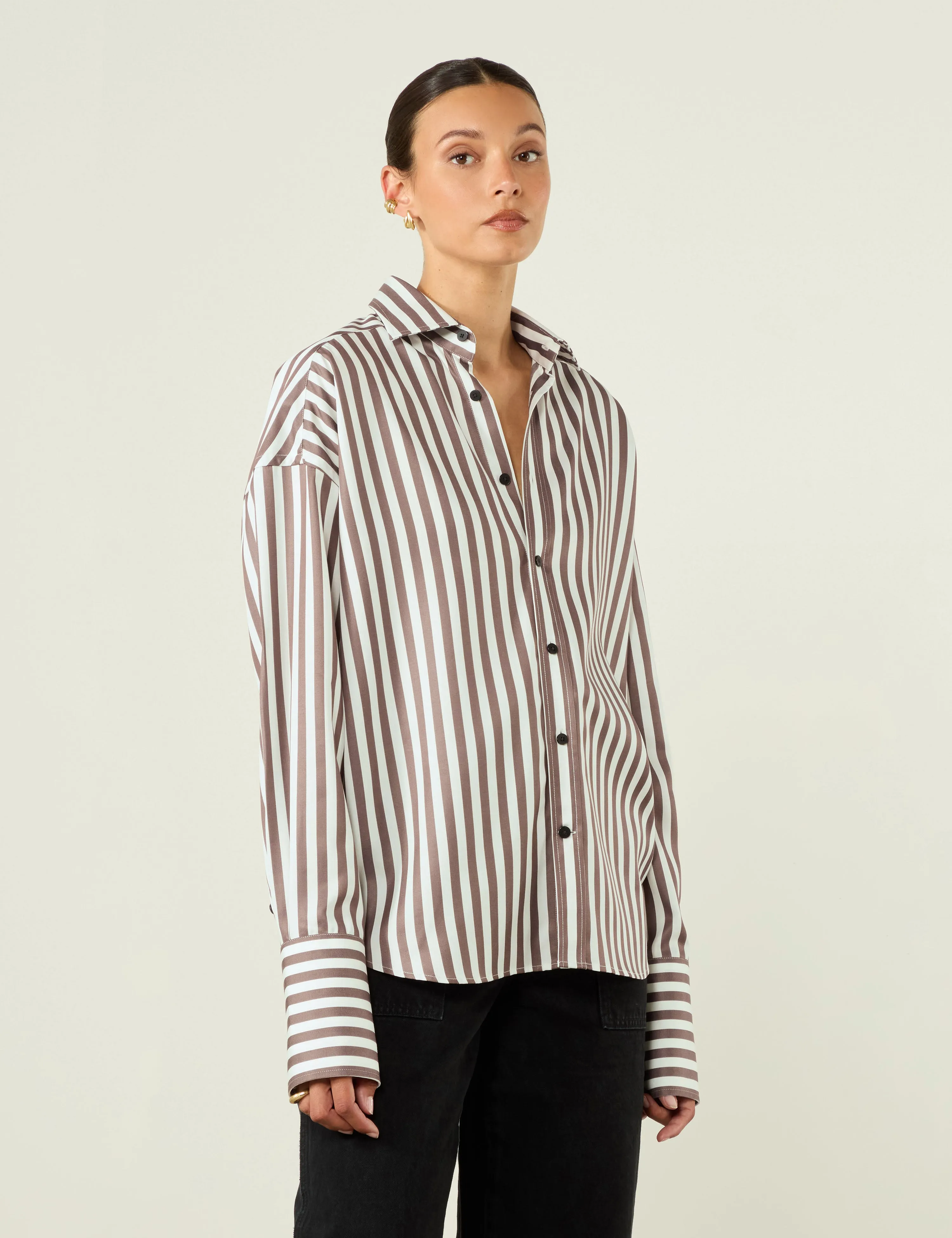 Alexander: Tencel, Chocolate Stripe x Felicity Kay