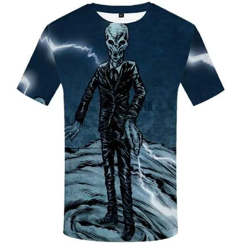 Alien T shirts Men Lightning Tshirt Printed Skull Tshirt Anime Gothic Shirt Print Harajuku Tshirts Casual Short Sleeve