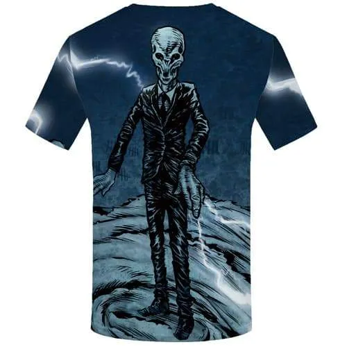 Alien T shirts Men Lightning Tshirt Printed Skull Tshirt Anime Gothic Shirt Print Harajuku Tshirts Casual Short Sleeve