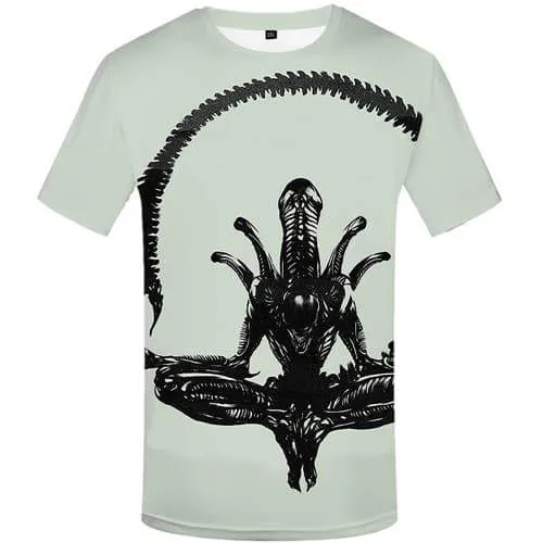 Alien T shirts Men Skeleton Tshirts Novelty Punk T shirts Funny Gray Tshirt Anime Abstract T-shirts 3d Short Sleeve Full Print