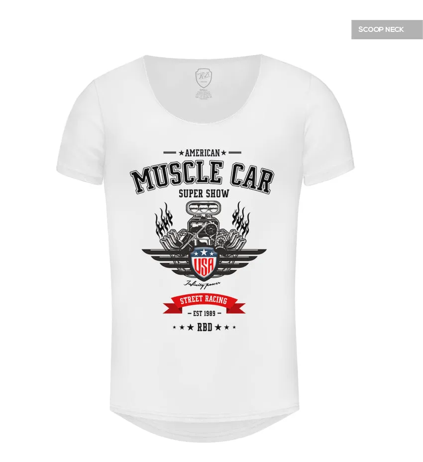 American Muscle Car Stylish Mens White T-shirt MD882