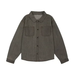 Analogie By Lil Legs Denim Tencel Button Down Shirt Grey Wash