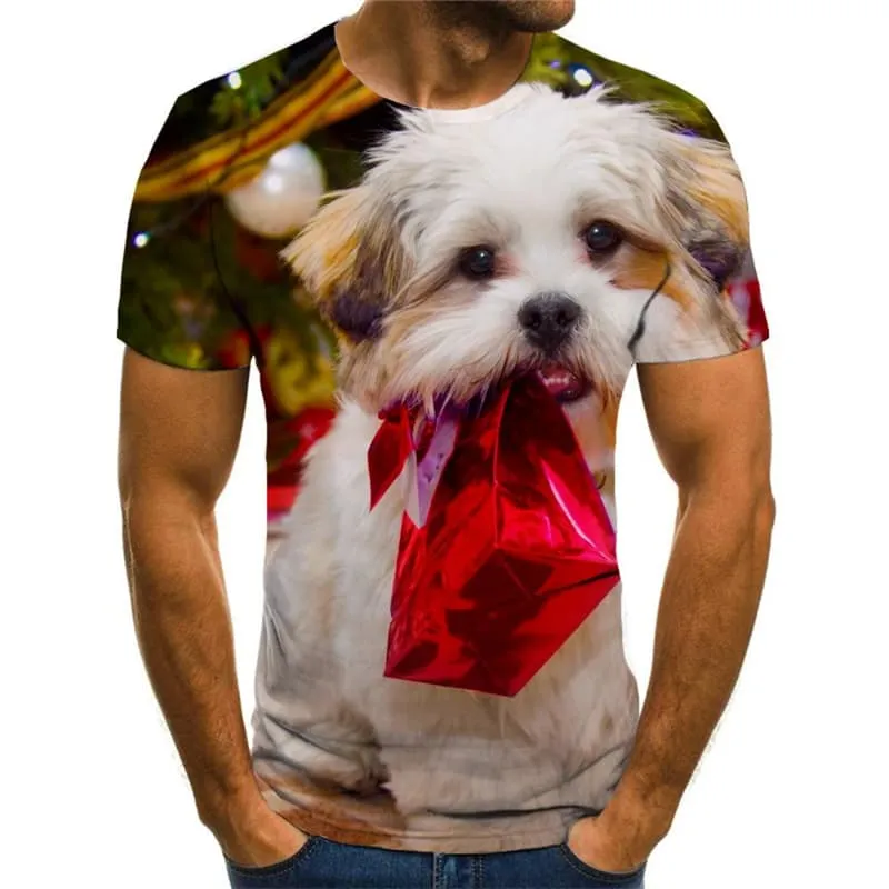 Animal T-shirt Men Dog Tshirts Novelty Christmas Shirt Print Harajuku T-shirts 3d