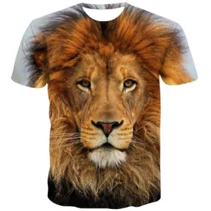 Animal T-shirt Men Lion Tshirts Cool Funny Tshirts Casual Halloween T-shirts Graphic Hip Hop Shirt Print Short Sleeve Fashion