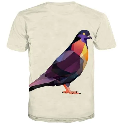 Animal T-shirt Men Pigeon Tshirt Anime Bird T shirts Funny White Tshirt Printed Cube Tshirts Casual Short Sleeve Fashion