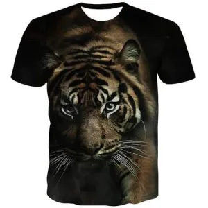 Animal T-shirt Men Tiger T-shirts 3d Black T shirts Funny Harajuku Tshirts Novelty Gothic Tshirts Cool Short Sleeve T shirts