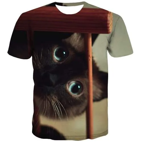 Animal T shirts Men Cat T-shirts Graphic Lovely T-shirts 3d Hip Hop T shirts Funny Street Tshirts Novelty Short Sleeve Hip hop