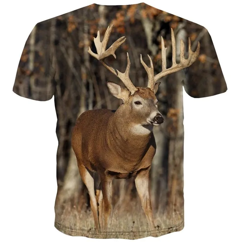 Animal T shirts Men Christmas T-shirts 3d Forest Tshirts Casual Short Sleeve