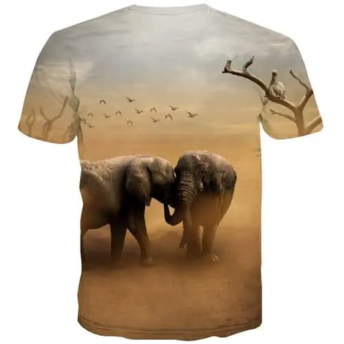 Animal T shirts Men Elephant Tshirts Casual Bird Tshirts Novelty Desert Tshirt Anime Lovely T-shirts Graphic