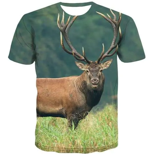 Animal T shirts Men Elk T-shirts 3d Christmas T shirts Funny Harajuku Tshirt Printed Hip Hop Tshirt Anime Short Sleeve Fashion