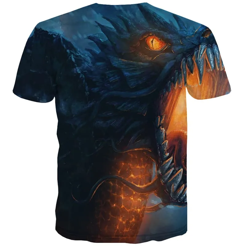 Animal T shirts Men Flame Shirt Print Ferocious Tshirt Anime War T-shirts 3d