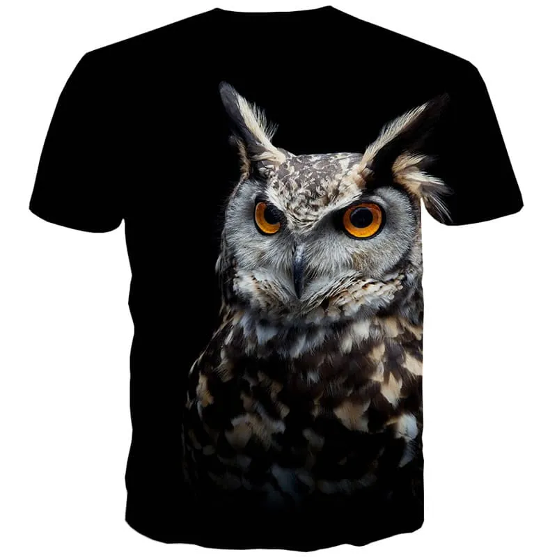 Animal T shirts Men Owl Tshirts Cool Ferocious Shirt Print Harajuku T-shirts 3d Hip Hop Tshirt Printed