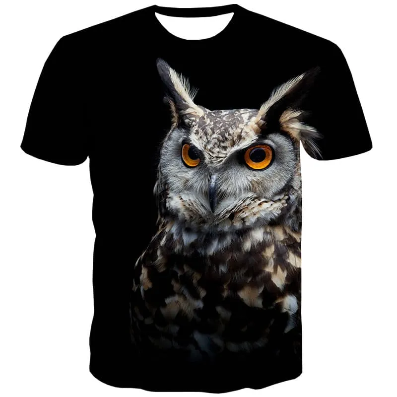 Animal T shirts Men Owl Tshirts Cool Ferocious Shirt Print Harajuku T-shirts 3d Hip Hop Tshirt Printed