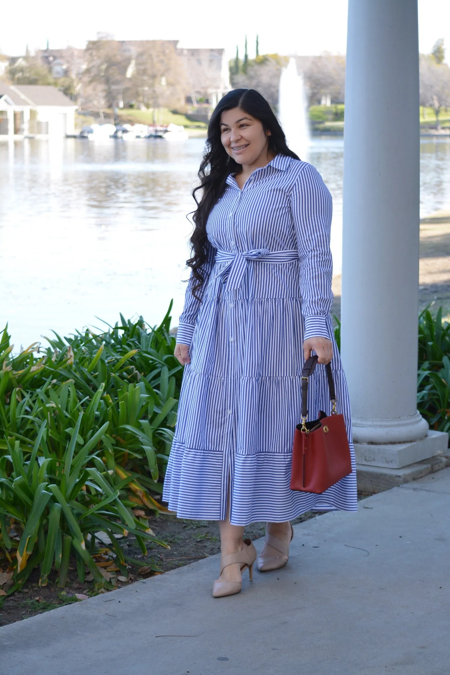 Antalya Blue Striped Cotton Dress