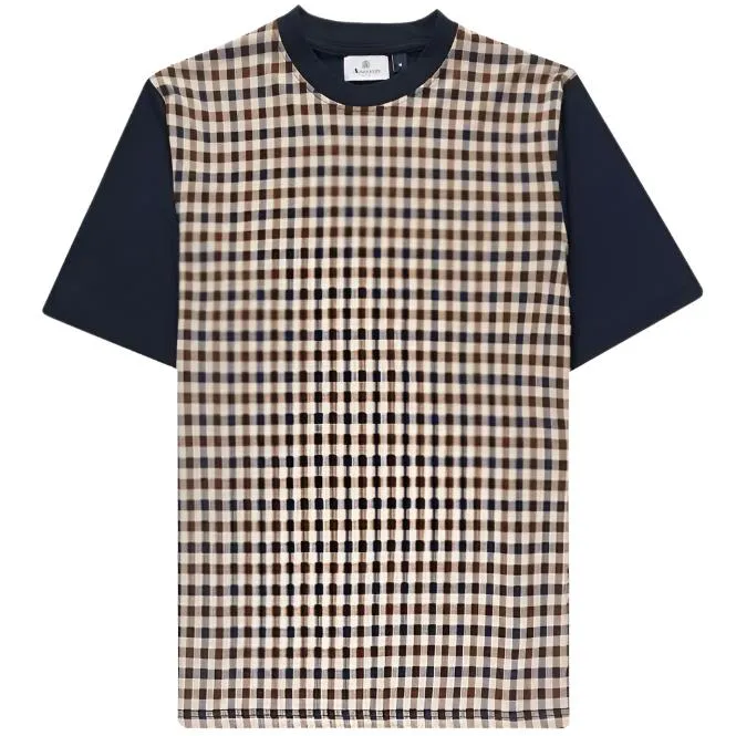 Aquascutum Active Club Check T-Shirt: NAVY