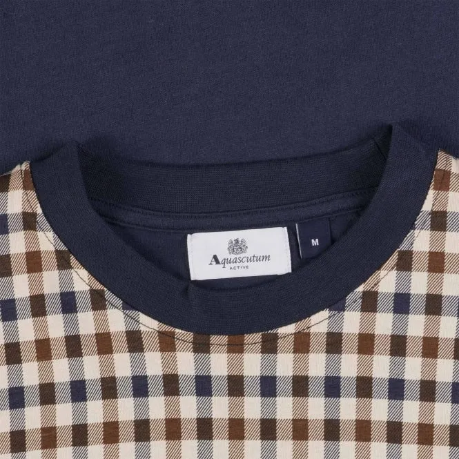 Aquascutum Active Club Check T-Shirt: NAVY