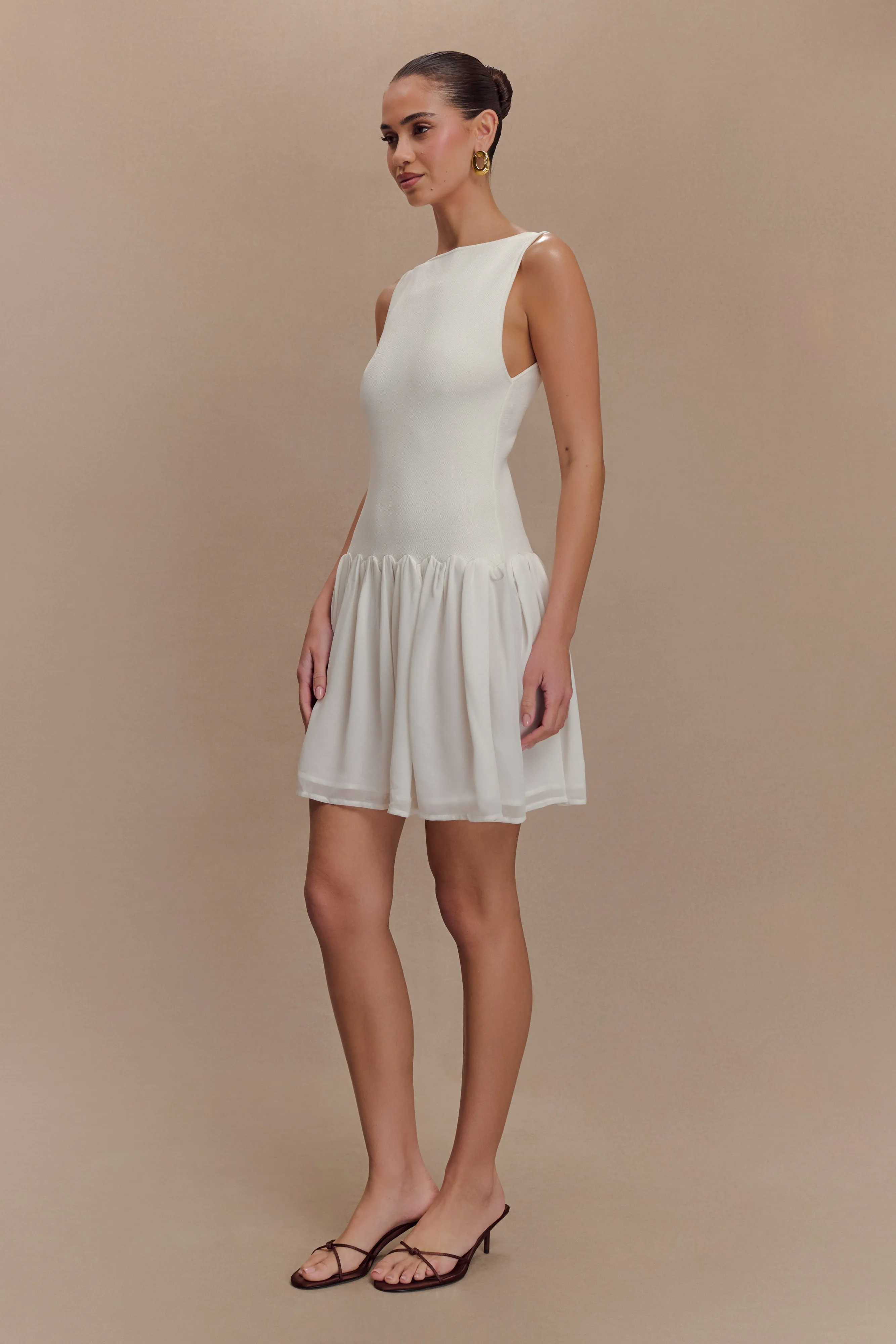 Ashleigh Knit And Chiffon Mini Dress - Ivory