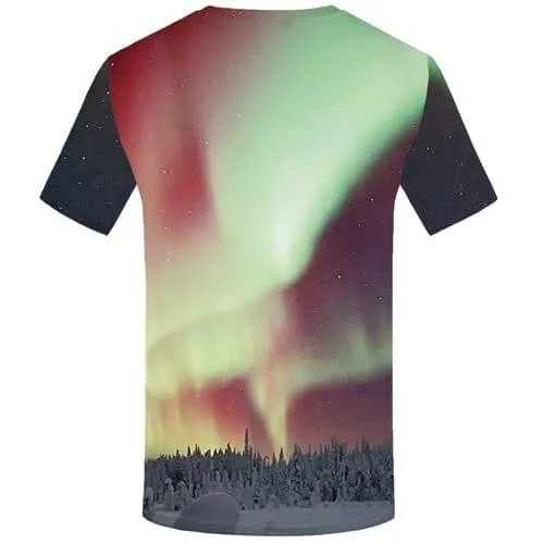 Aurora T-shirt Men Colorful Tshirt Anime Nebula Tshirts Casual Forest T shirts Funny Harajuku Shirt Print Short Sleeve Hip hop