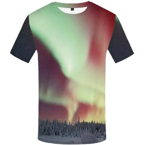 Aurora T-shirt Men Colorful Tshirt Anime Nebula Tshirts Casual Forest T shirts Funny Harajuku Shirt Print Short Sleeve Hip hop