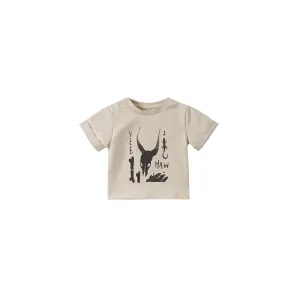 Baby Boxy t-shirt Yee Haw print - Sand