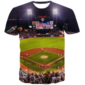 Baseball T-shirt Men Stadium T-shirts 3d Game Tshirts Novelty White Tshirt Printed